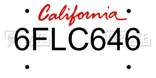 6FLC646 California License Plate