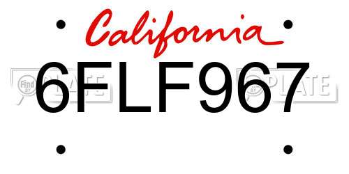 6FLF967 California License Plate