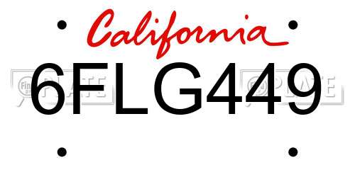 6FLG449 California License Plate
