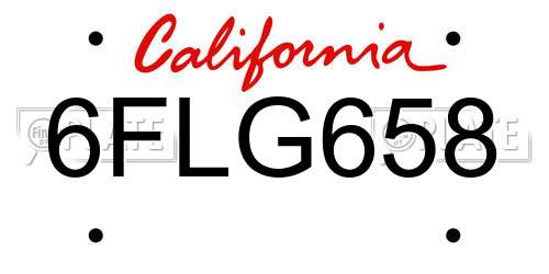 6FLG658 California License Plate