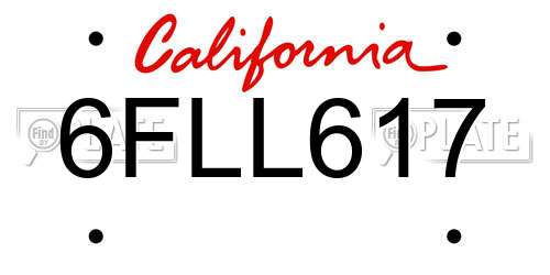 6FLL617 California License Plate
