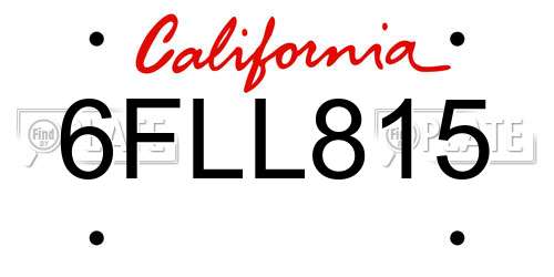 6FLL815 California License Plate