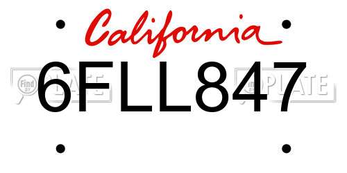 6FLL847 California License Plate