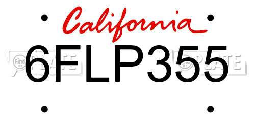 6FLP355 California License Plate