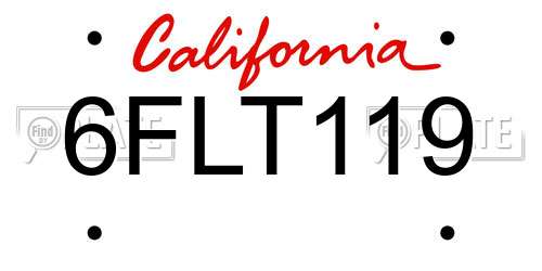 6FLT119 California License Plate