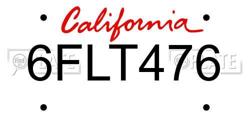 6FLT476 California License Plate