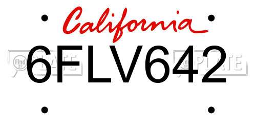 6FLV642 California License Plate