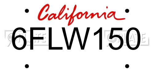 6FLW150 California License Plate
