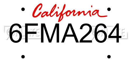 6FMA264 California License Plate