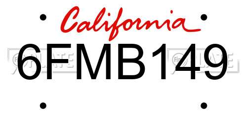 6FMB149 California License Plate
