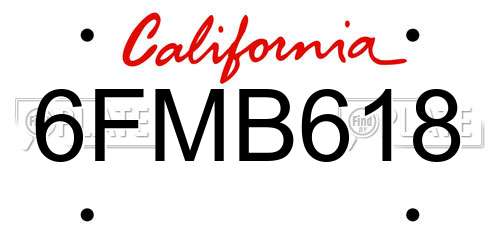 6FMB618 California License Plate