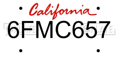 6FMC657 California License Plate