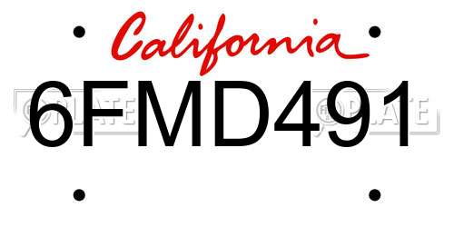 6FMD491 California License Plate