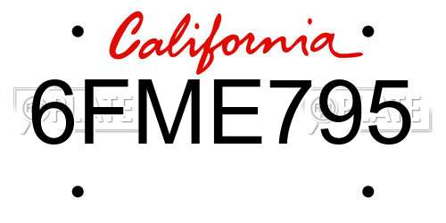 6FME795 California License Plate