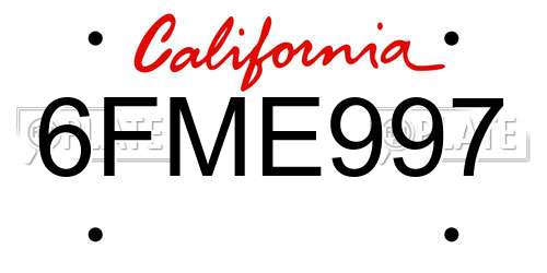 6FME997 California License Plate