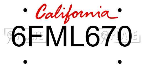 6FML670 California License Plate