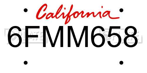 6FMM658 California License Plate
