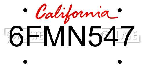6FMN547 California License Plate