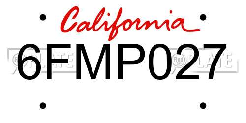 6FMP027 California License Plate