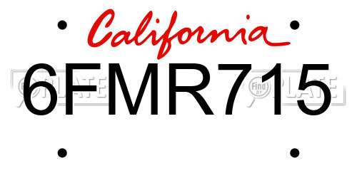 6FMR715 California License Plate