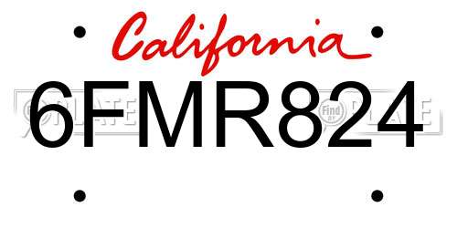 6FMR824 California License Plate