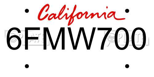 6FMW700 California License Plate