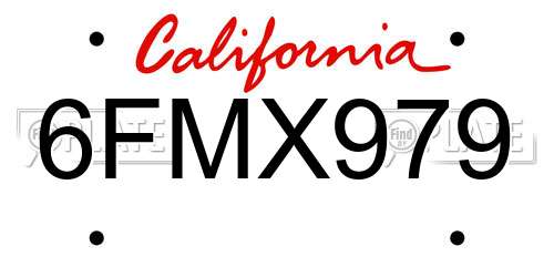 6FMX979 California License Plate