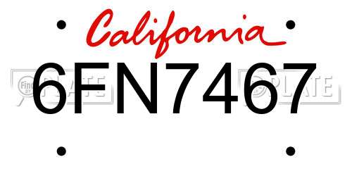 6FN7467 California License Plate