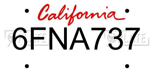 6FNA737 California License Plate