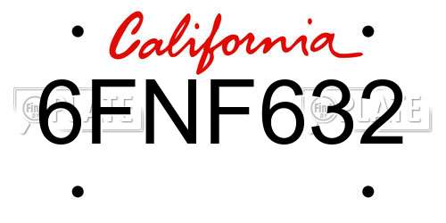 6FNF632 California License Plate