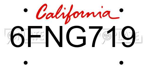 6FNG719 California License Plate