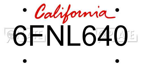 6FNL640 California License Plate