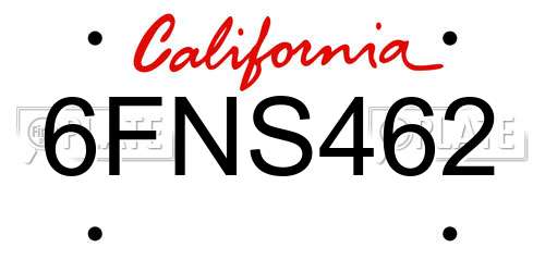 6FNS462 California License Plate