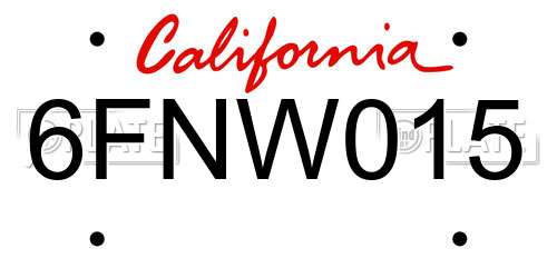 6FNW015 California License Plate