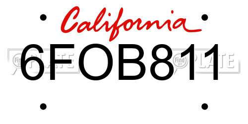 6FOB811 California License Plate