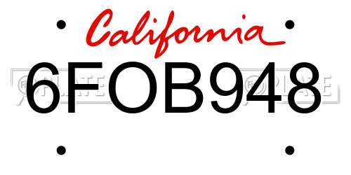 6FOB948 California License Plate