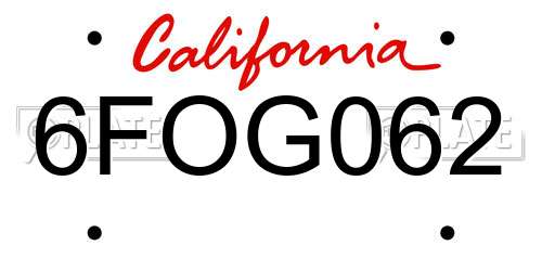 6FOG062 California License Plate