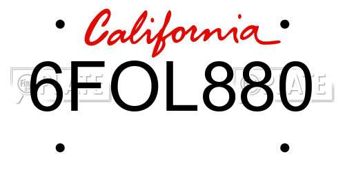 6FOL880 California License Plate