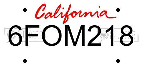 6FOM218 California License Plate