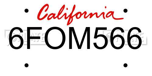 6FOM566 California License Plate