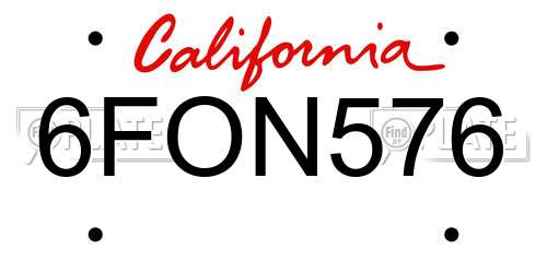 6FON576 California License Plate