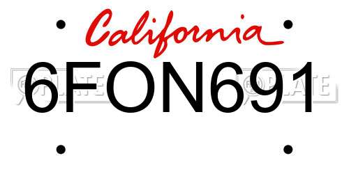 6FON691 California License Plate