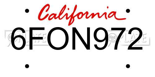 6FON972 California License Plate