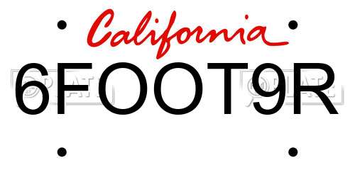 6FOOT9R California License Plate
