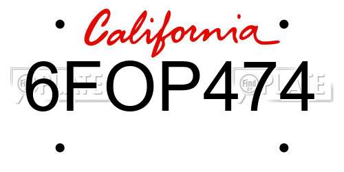 6FOP474 California License Plate