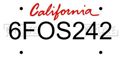 6FOS242 California License Plate