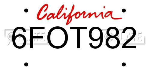 6FOT982 California License Plate