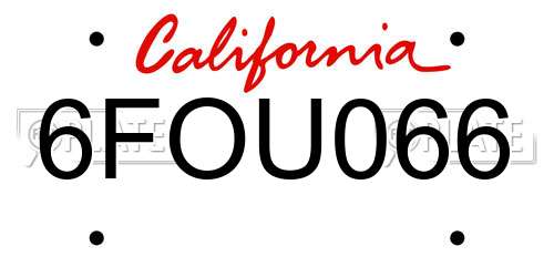 6FOU066 California License Plate