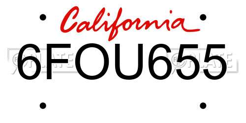 6FOU655 California License Plate