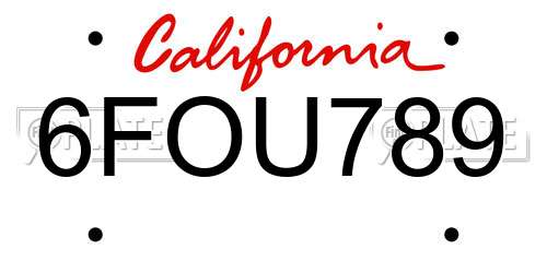 6FOU789 California License Plate
